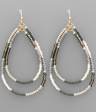 Grey Double Beaded Hoop