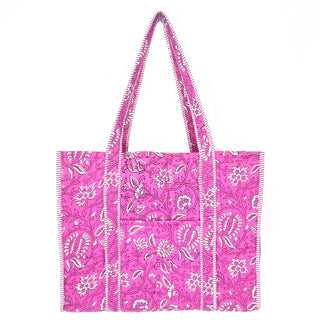 Paisley Pink Quilted Tote Bag