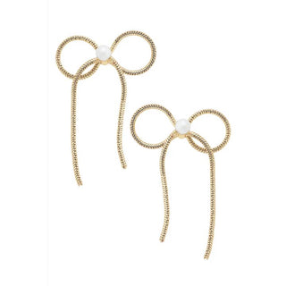 Hadley Cord Tied Pearl Bow Earrings