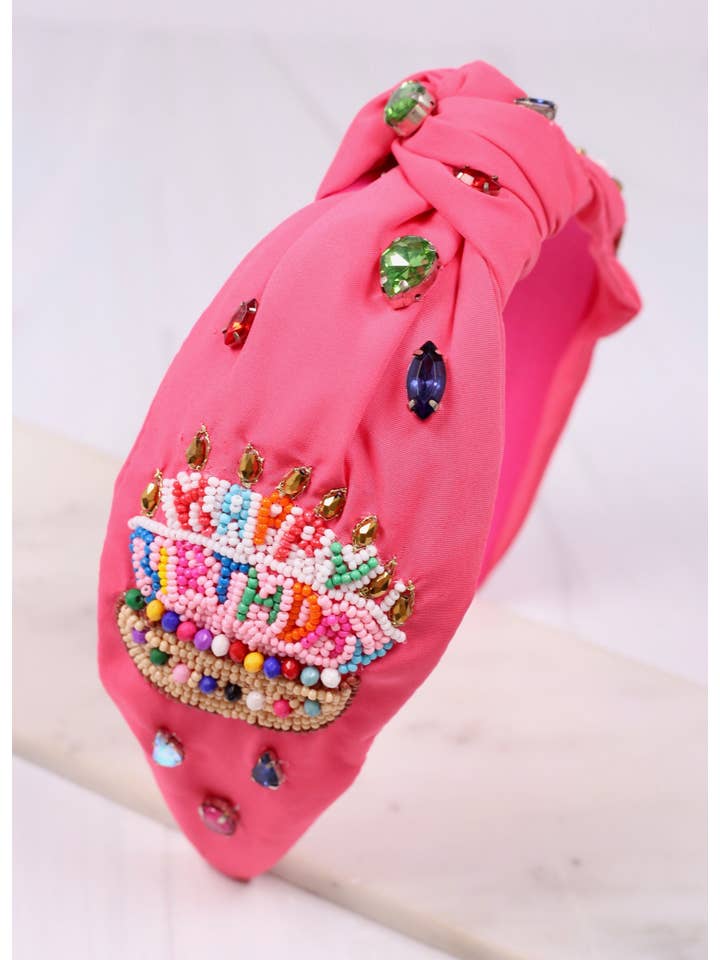 Happy Bday Cake Headband Pink