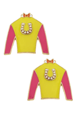 Harley Jockey Silk Stud Yellow/Pink Earrings