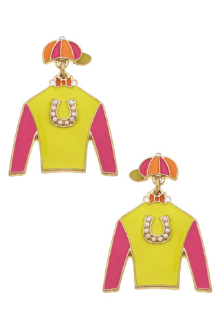 Harley Jockey Silk Yellow/Pink Earrings