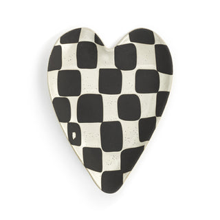 Heart Spoon Rest Black White Checker