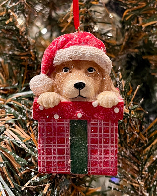 Holiday Dog- Present Ornament