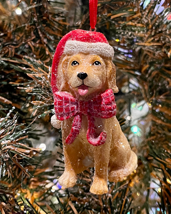 Holiday Dog- Bow Ornament