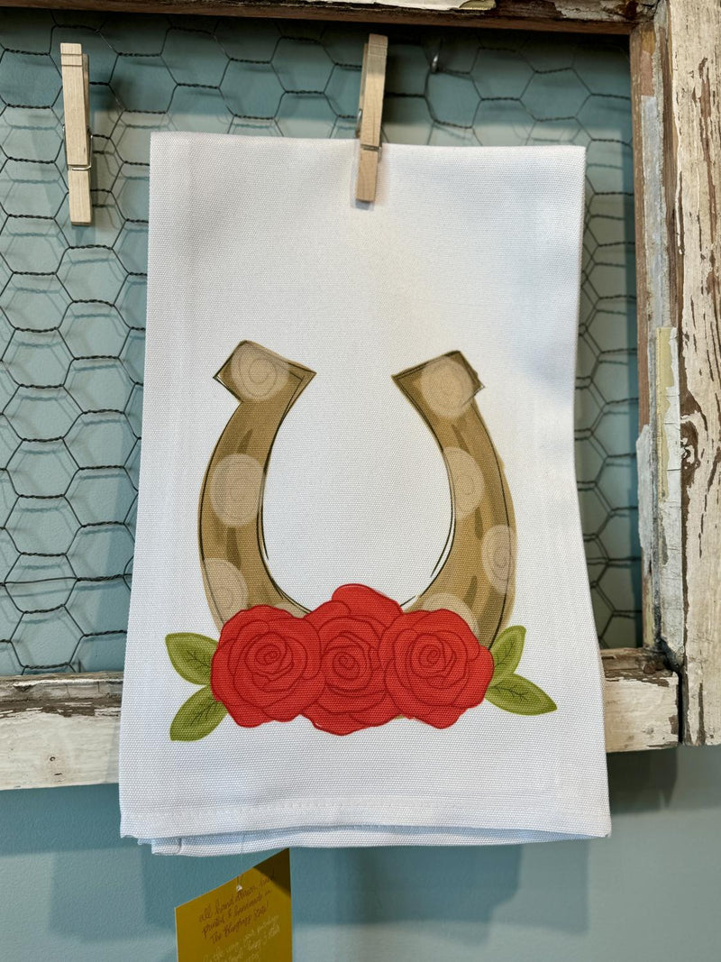 Horseshoe With Rose Tea Towel
