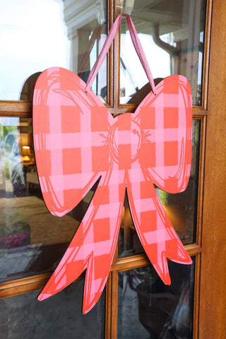 Pink & Red Bow Door Hanger