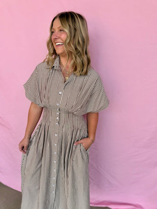 Autumn Brown Stripe Dress