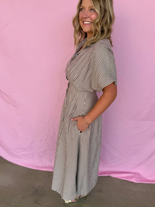 Autumn Brown Stripe Dress