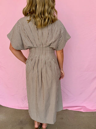 Autumn Brown Stripe Dress