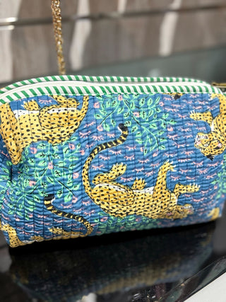 Large Blue Leopard Pouch