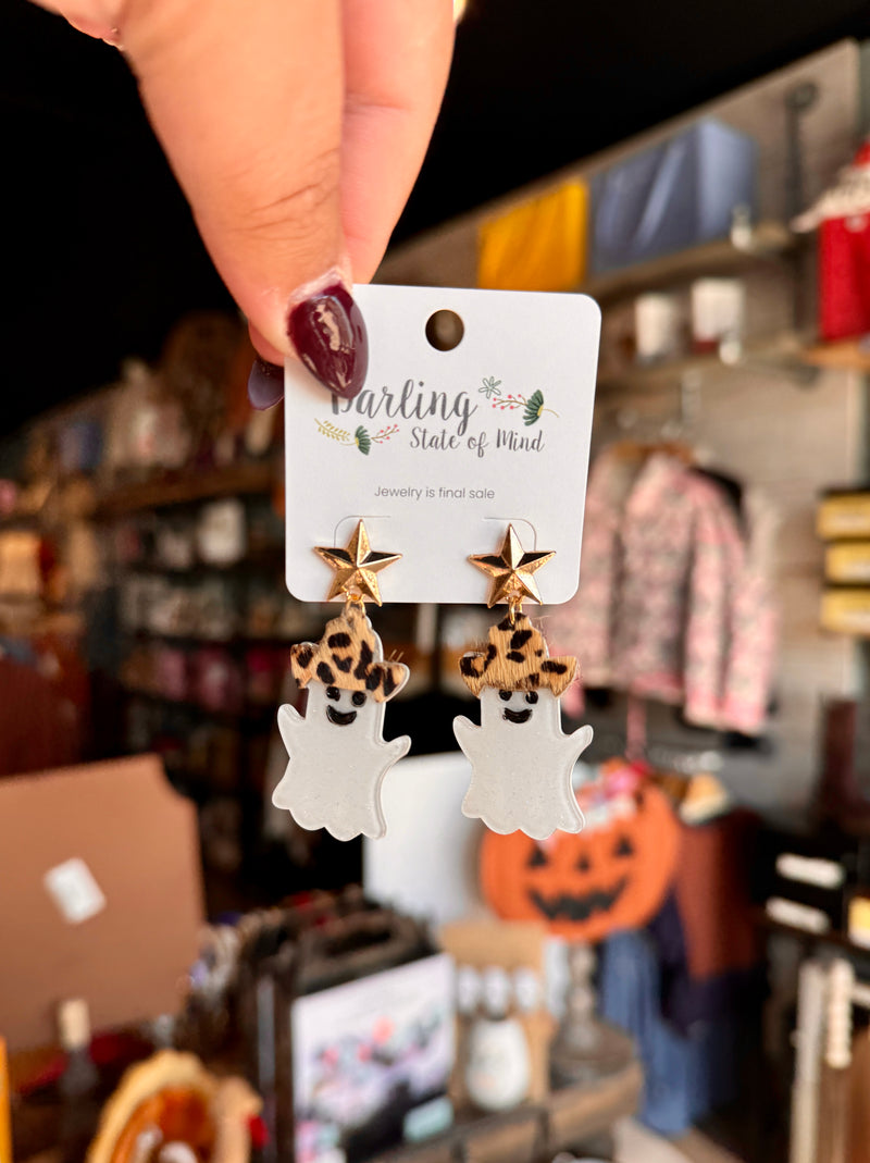 Cheetah Cowgirl Ghost Earring