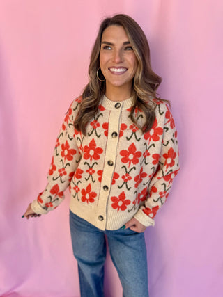 Cozy Flower Knit Cardigan