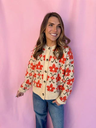 Cozy Flower Knit Cardigan
