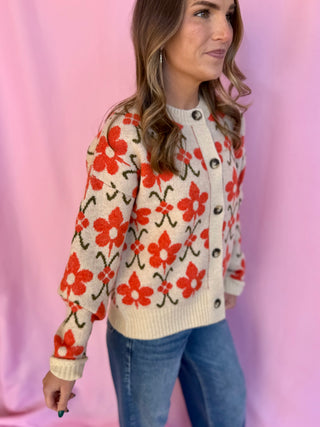 Cozy Flower Knit Cardigan