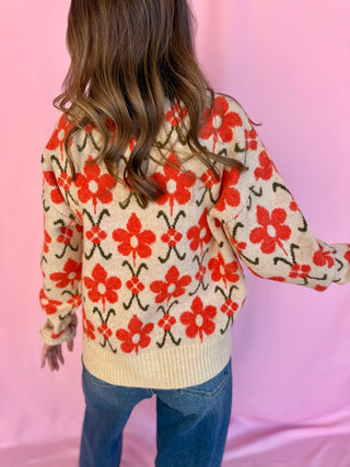 Cozy Flower Knit Cardigan