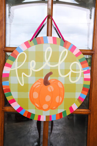 Hello Jewel Pumpkin Door Hanger