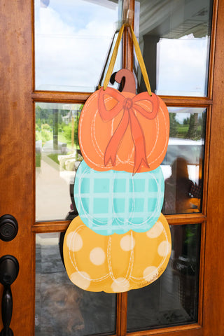 Trio Pumpkin Bow Door Hanger