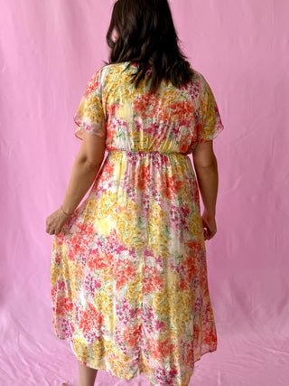 colorful floral printed maxi dress