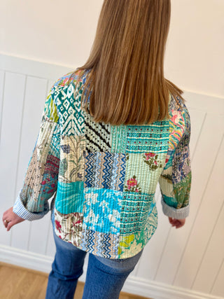 Blue Patchwork Quilted Jacket