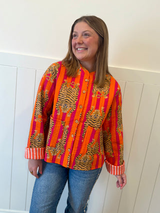 Orange Tiger Quilted Jacket