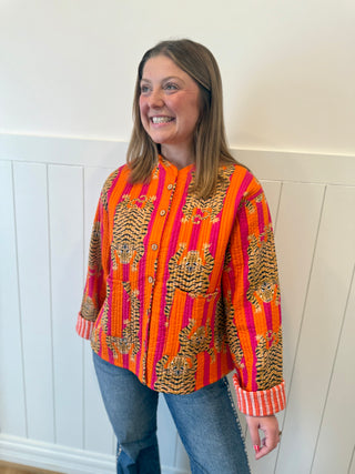 Orange Tiger Quilted Jacket
