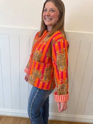 Orange Tiger Quilted Jacket