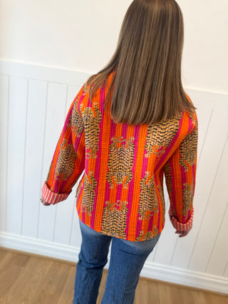 Orange Tiger Quilted Jacket