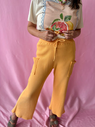 orange cropped waffle pants 