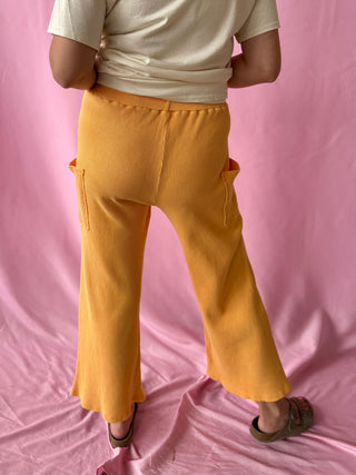 orange cropped waffle pants 