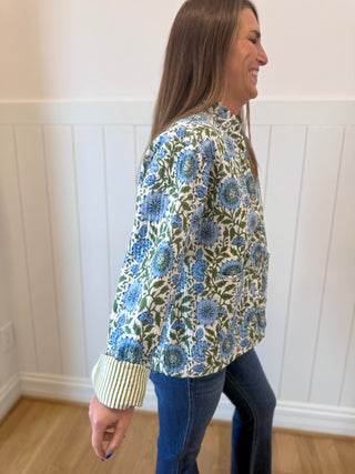 Blue Floral Quilted Jacket