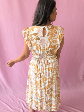 floral maxi dress with ruffle sleeves 