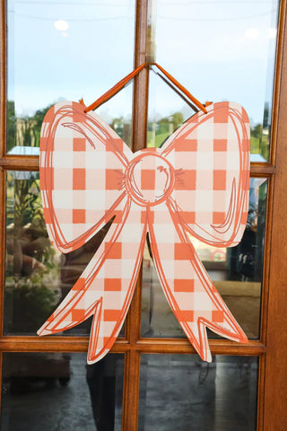 Orange Gingham Bow Door Hanger