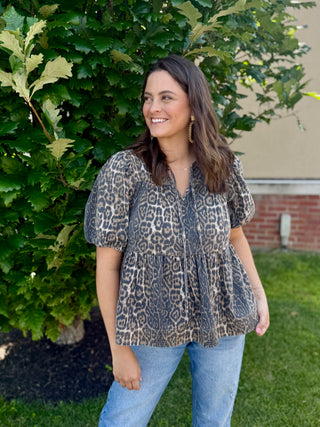 leopard print peplum top