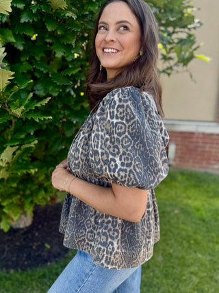 leopard print peplum top