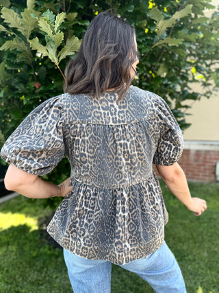 leopard print peplum top
