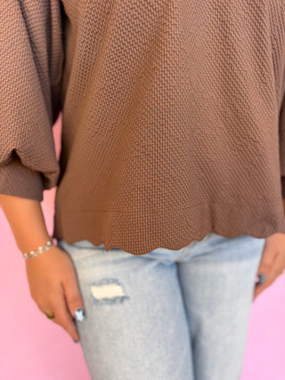 Scallop V-Neck Top