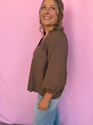 Scallop V-Neck Top
