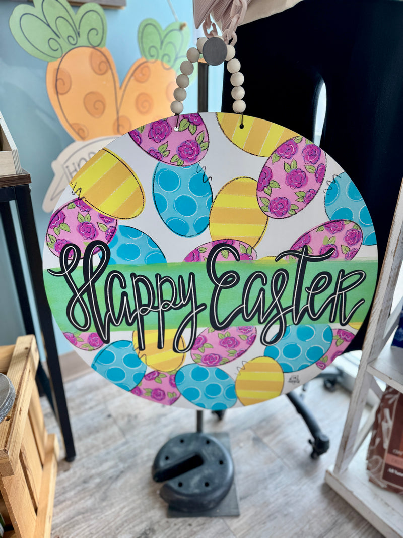 Eggstraveganza Happy Easter Door Hanger