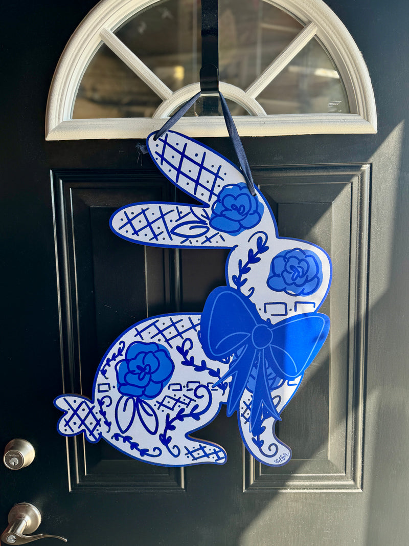 Blue Bunny Bow Door Hanger