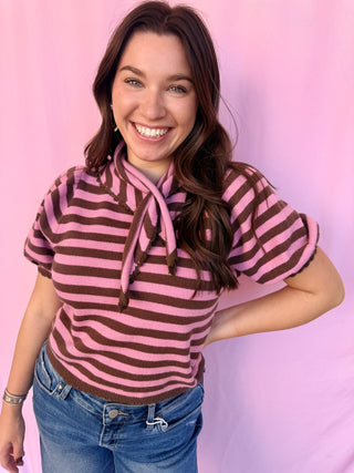Stripe Scarf Sweater Top