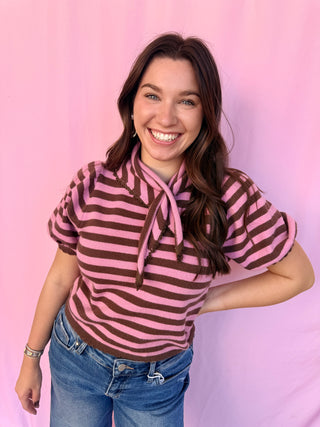 Stripe Scarf Sweater Top