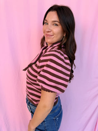 Stripe Scarf Sweater Top