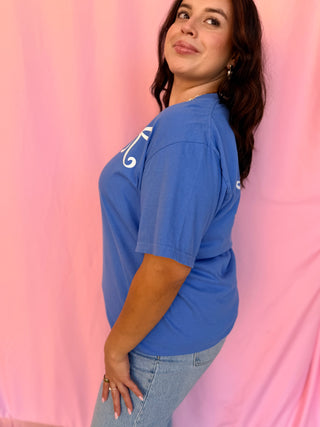 UK Blue Foam Finger Bow Tee