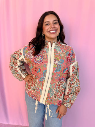 The Floral Quilted Zip-Up Jacket