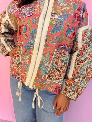 The Floral Quilted Zip-Up Jacket