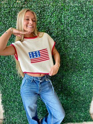 American Flag Sweater Top