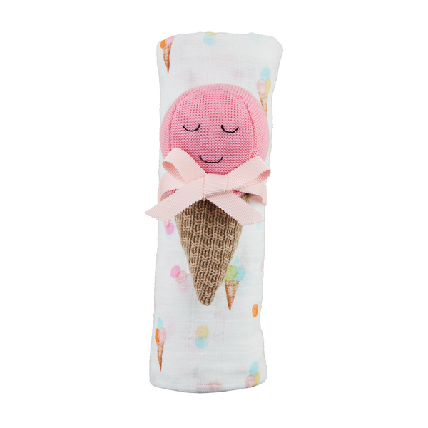 Ice Cream Swaddle & Rattle Set – Darling State of Mind
