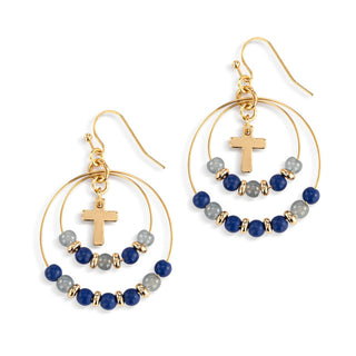 Indigo Beaded Prayer Earring