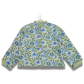 QUILTED JACKET - BLUE FLORAL